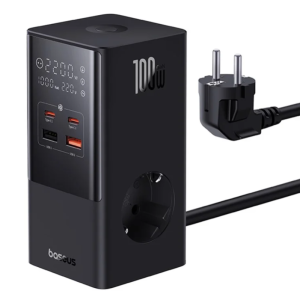 Incarator retea Baseus GaN Powerstrip, Quick Charge 100W, 2 x
