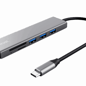 Hub Trust Halyx Cardreader, 3 porturi USB 3.2, gri