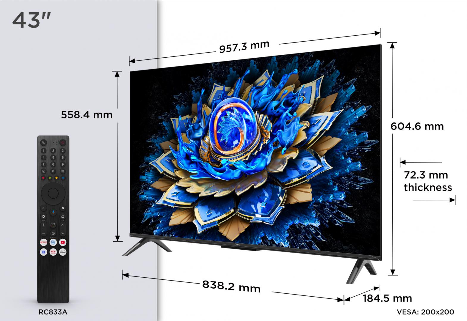 Televizor TCL QLED 43T69C, 108 cm, Smart Google TV, 4K - imagine 3