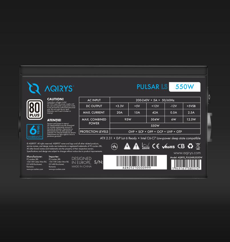 Sursa Aqirys Pulsar LS, 80 PLUS White, 550W - Image 8