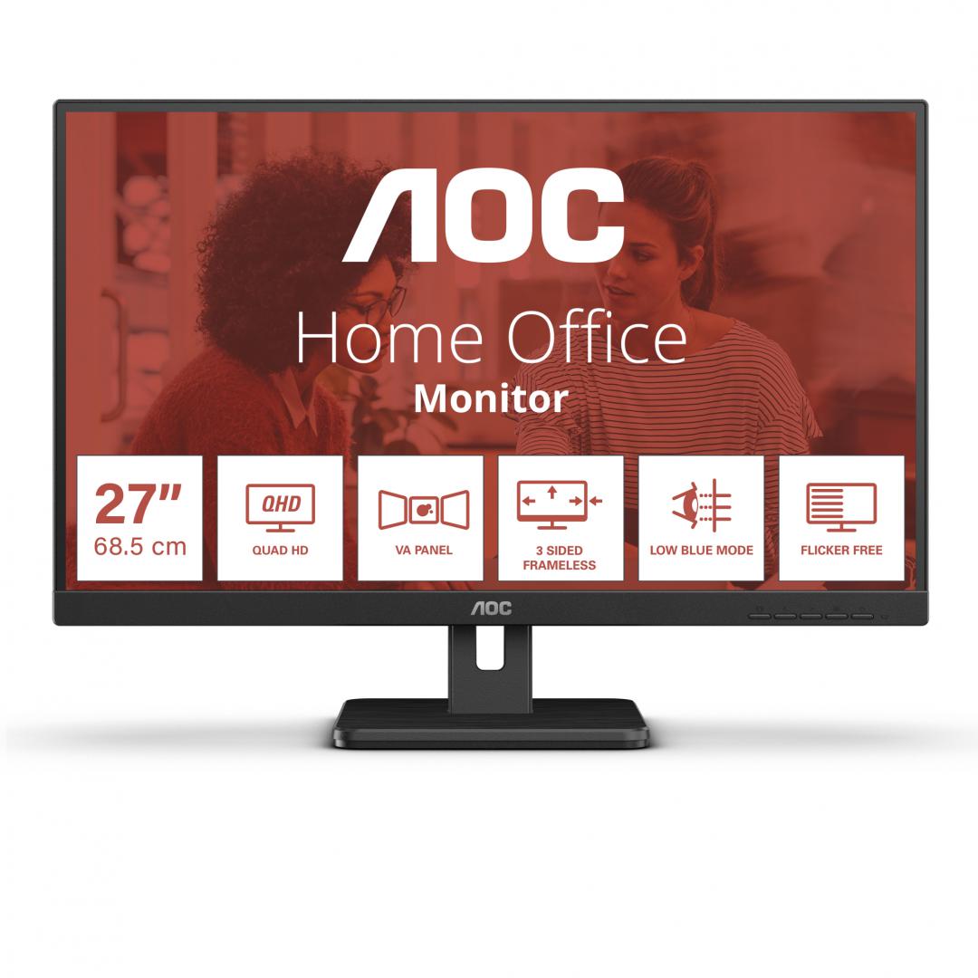 Monitor Consumer AOC Q27E3UMF, 27", 2560 x 1440 pixeli, Black,