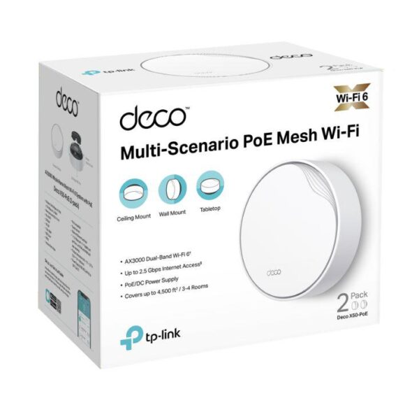 TP-Link AX3000 whole home mesh Wi-Fi 6 System, Deco X50-POE(2-pack); - imagine 3