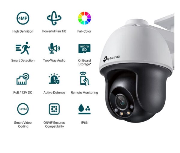 "TP-LINK VIGI 4MP Outdoor PAN/TILT Network Camera,VIGI C540(4mm), 1/3""Progressive Scan - imagine 3