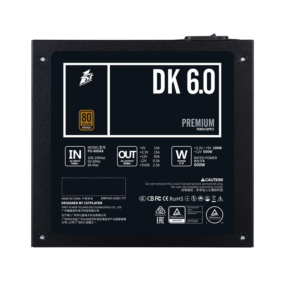 Sursa 1STPLAYER DK PREMIUM PS-600AX, 80+ Bronze, 600W - imagine 5