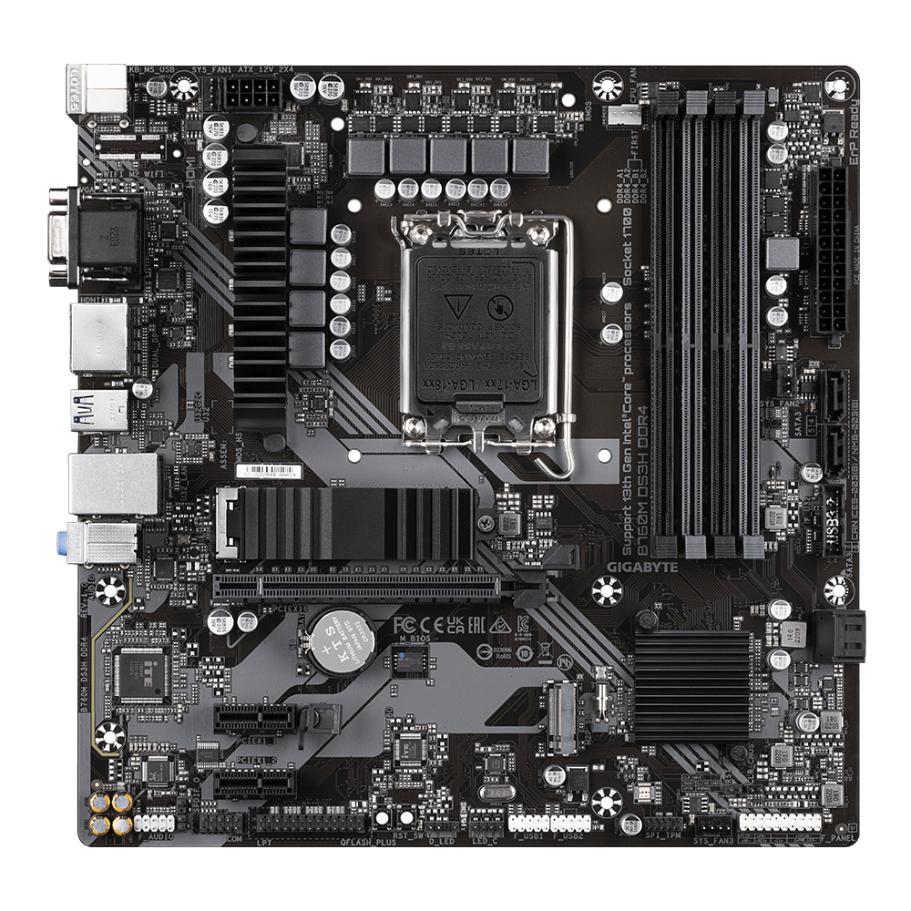 Placa de baza Gigabyte B760M DS3H, LGA 1700, DDR4, Micro-ATX - imagine 3