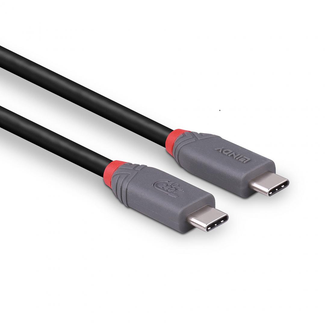 Cablu Lindy 0.8m USB 4 Type C 40Gbps Anthra line, - Image 4