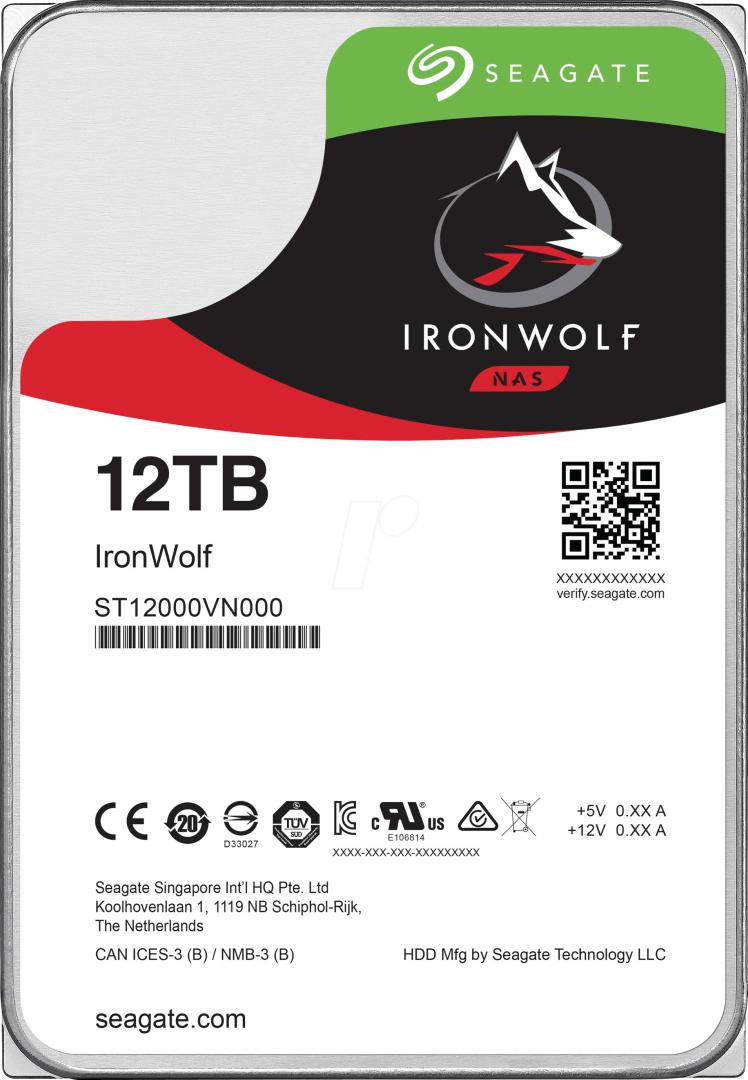 HDD NAS Seagate IronWolf, 12 TB, 7200 RPM, 256 MB,