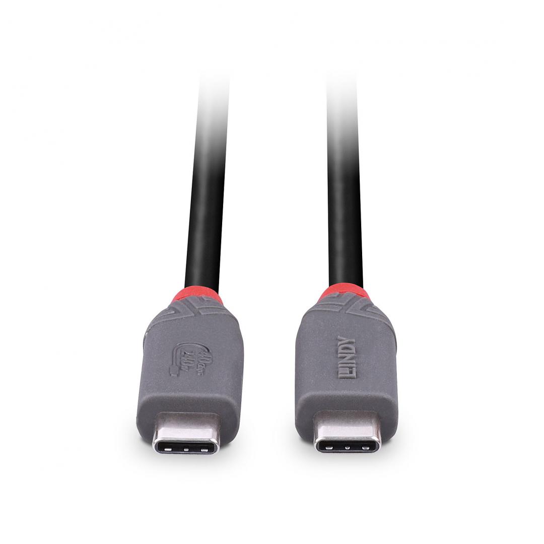 Cablu Lindy 0.8m USB 4 Type C 40Gbps Anthra line, - Image 5