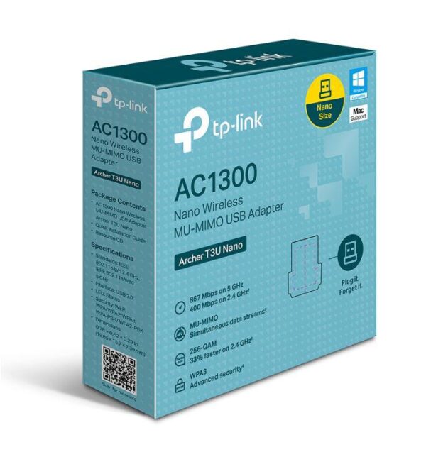 TP-link AC1300 Mini Adaptor USB Wireless MU-MIMO, ARCHER T3U Nano; - imagine 5