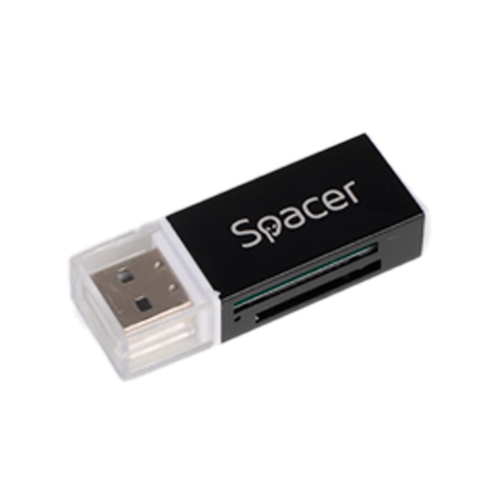 Card reader extern Spacer, interfata USB 2.0, citeste/scrie: SD, microSD,