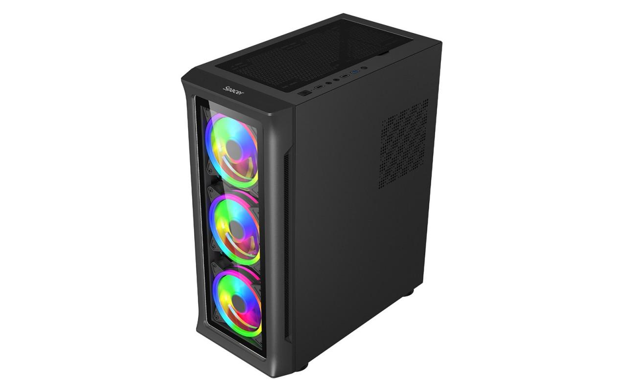 Carcasa SPACER SPCS-GC-SHIELD, RGB, Mid Tower, Black - imagine 3