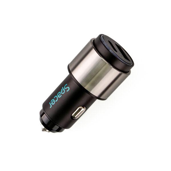 Alim. auto Spacer cu led USB-A&C 38W neg - imagine 3